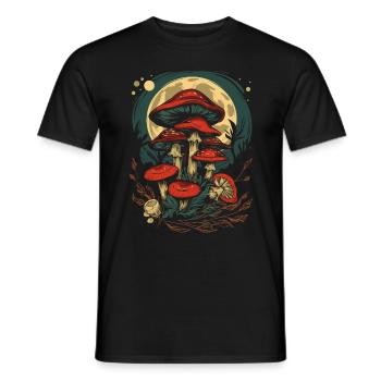 Moon Phases Mushroom Fairycore Goblincore Cottagecore - Men's T-Shirt - black - Front - AI Model Male 178 light (178cm)