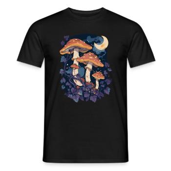 Fairycore Goblincore Mushroom Moon Phases Cottagecore - Men's T-Shirt - black - Front - AI Model Male 178 light (178cm)
