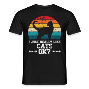 I really like cats - Männer T-Shirt - Schwarz - Vorne - AI Model Male 178 light (178cm)