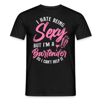 Barman mixologue Je déteste être - T-shirt homme - noir - Devant - AI Model Male 178 light (178cm)