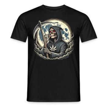 The Intoxicated Grim Reaper in the Moonlight - Men's T-Shirt - black - Front - AI Model Male 178 light (178cm)