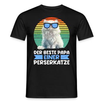 Cat Dad THE BEST DADDY OF A PERSIAN CAT - Men's T-Shirt - black - Front - AI Model Male 178 light (178cm)