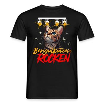 BENGALKATZEN ROCKEN Lustiges Bengalkatzen - Männer T-Shirt - Schwarz - Vorne - AI Model Male 178 light (178cm)