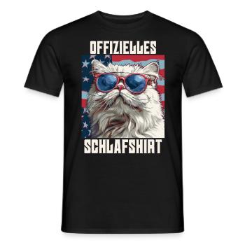 Chats Persans CHEMISE DE NUIT OFFICIELLE États-Unis - T-shirt homme - noir - Devant - AI Model Male 178 light (178cm)