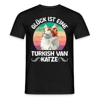 Turkish Van HAPPINESS IS A TURKISH VAN CAT - Men's T-Shirt - black - Front - AI Model Male 178 light (178cm)