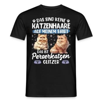 Chat persan PAS DE POILS DE CHAT, C’EST UN CHAT PERSAN - T-shirt homme - noir - Devant - AI Model Male 178 light (178cm)