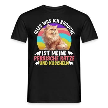 Persan TOUT CE DONT J’AI BESOIN, C’EST DE MON CHAT PERSAN - T-shirt homme - noir - Devant - AI Model Male 178 light (178cm)