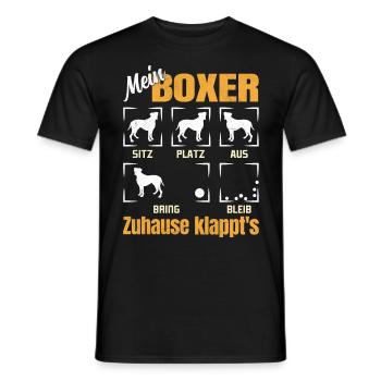 Boxer allemand MON BOXER À LA MAISON S’ENTRAÎNE DRÔLE - T-shirt homme - noir - Devant - AI Model Male 178 light (178cm)