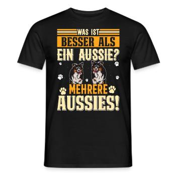Australian Shepherd WAS IST BESSER ALS EIN AUSSIE? - Männer T-Shirt - Schwarz - Vorne - AI Model Male 178 light (178cm)