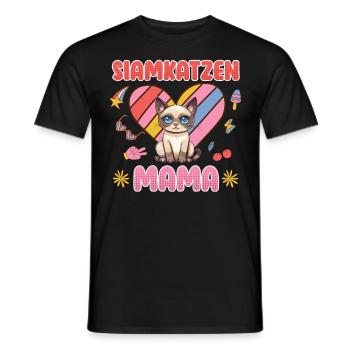 Siamkatzen Mama Siamesen Katzenliebhaberin - Männer T-Shirt - Schwarz - Vorne - AI Model Male 178 light (178cm)