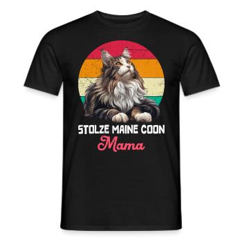 Cat Mom PROUD MAINE COON MOM Maine Coon - Men's T-Shirt - black - Front - AI Model Male 178 light (178cm)