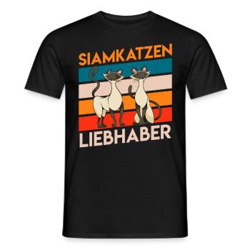 SIAMKATZEN LIEBHABER Vintage Siamesen Katzen - Männer T-Shirt - Schwarz - Vorne - AI Model Male 178 light (178cm)