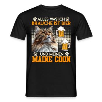 Katzenpapa WAS ICH BRAUCH IST BIER UND MEINEN - Männer T-Shirt - Schwarz - Vorne - AI Model Male 178 light (178cm)