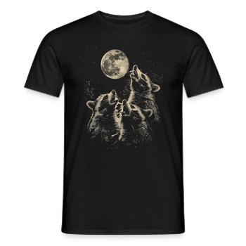 3 raton laveur lune hurlante têtes de raton laveur - T-shirt homme - noir - Devant - AI Model Male 178 light (178cm)
