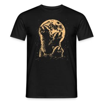 3 raton laveur lune hurlant tête de raton laveur humour - T-shirt homme - noir - Devant - AI Model Male 178 light (178cm)