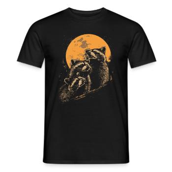 3 raton laveur lune hurlant tête de raton laveur cool - T-shirt homme - noir - Devant - AI Model Male 178 light (178cm)