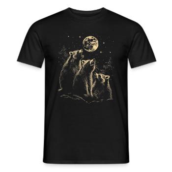 3 Raccoons Moon Howling Funny Illustration - Men's T-Shirt - black - Front - AI Model Male 178 light (178cm)