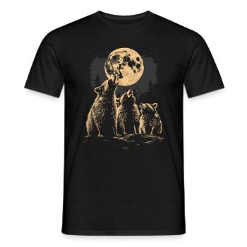 3 raton laveur lune hurlant mignon tête de raton laveur - T-shirt homme - noir - Devant - AI Model Male 178 light (178cm)
