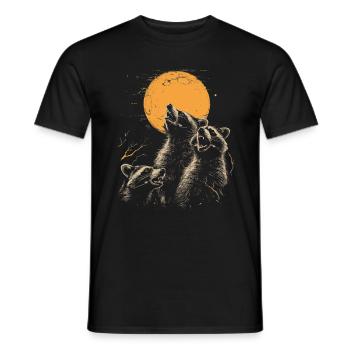 3 ratons laveurs lune hurlant drôles de ratons laveurs - T-shirt homme - noir - Devant - AI Model Male 178 light (178cm)