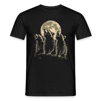 3 raton laveur lune hurlant raton laveur mignon - T-shirt homme - noir - Devant - AI Model Male 178 light (178cm)