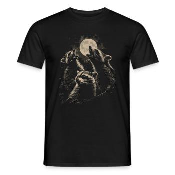 3 Raccoons Moon Howling Funny Animal Art - Men's T-Shirt - black - Front - AI Model Male 178 light (178cm)