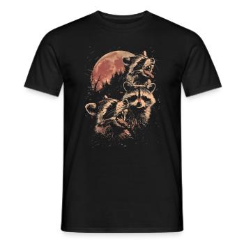 3 ratons laveurs lune hurlant mignon tête drôle - T-shirt homme - noir - Devant - AI Model Male 178 light (178cm)
