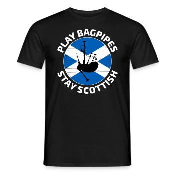 Bagpipe Player Instrument Scottish Scotland Flag - Men's T-Shirt - black - Front - AI Model Male 178 light (178cm)