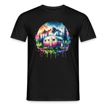 Camping Wohnwagen - Männer T-Shirt - Schwarz - Vorne - AI Model Male 178 light (178cm)