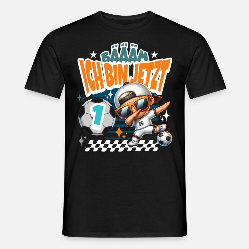Fußball 1. Geburtstag Bääm Ich Bin Jetzt 1 - Männer T-Shirt - Schwarz