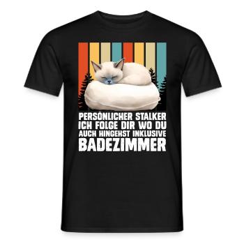 Siamkatze PERSÖNLICHER STALKER ICH FOLGE DIR - Männer T-Shirt - Schwarz - Vorne - AI Model Male 178 light (178cm)