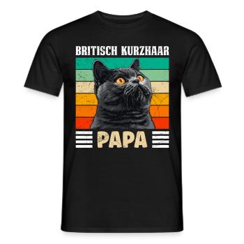 BRITISCH KURZHAAR KATZENPAPA Britisch Kurzhaar - Männer T-Shirt - Schwarz - Vorne - AI Model Male 178 light (178cm)