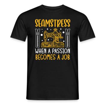 Tailor Passion Becomes Job Sewing Seamstress - Men's T-Shirt - black - Front - AI Model Male 178 light (178cm)
