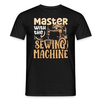 Tailor Master With Sewing Machine Sewing Seamstress - Men's T-Shirt - black - Front - AI Model Male 178 light (178cm)