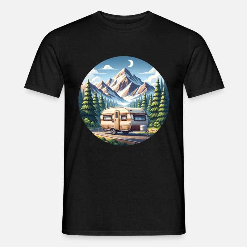 Camping Camper Wohnwagen - Männer T-Shirt - Schwarz