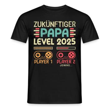 FUTURE DAD LEVEL 2025 Vintage Player Dad - Men's T-Shirt - black - Front - AI Model Male 178 light (178cm)