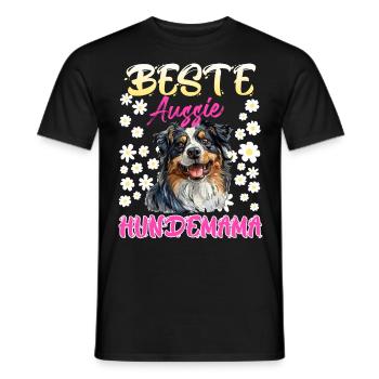 Australian Shepherd BEST AUSSIE DOG MOM - Men's T-Shirt - black - Front - AI Model Male 178 light (178cm)