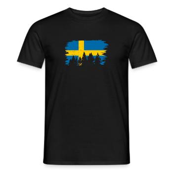 Mountain Nature Sweden Flag Scandinavia Swedish - Men's T-Shirt - black - Front - AI Model Male 178 light (178cm)