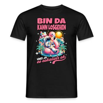 Drôle de flamant rose 'Je suis là peut aller' - T-shirt homme - noir - Devant - AI Model Male 178 light (178cm)