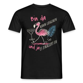 « Je suis là, je peux commencer » Flamingo Design Girls' Night Out - T-shirt homme - noir - Devant - AI Model Male 178 light (178cm)