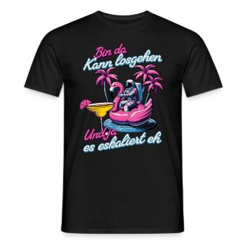 Women Funny 'I'm Here You Can Go' Flamingo - Men's T-Shirt - black - Front - AI Model Male 178 light (178cm)