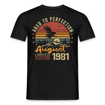 Millésime Août 1981 Cadeau Anniversaire Août 1981 - T-shirt homme - noir - Devant - AI Model Male 178 light (178cm)
