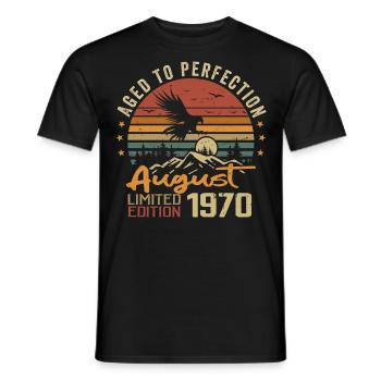 Millésime Août 1970 Cadeau Anniversaire Août 1970 - T-shirt homme - noir - Devant - AI Model Male 178 light (178cm)