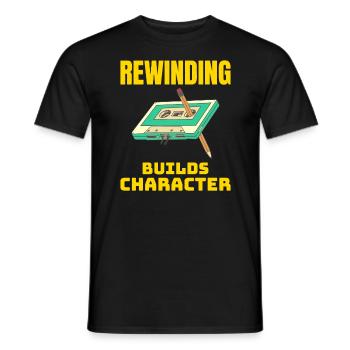 Cassette Tape Rewinding 80s Nostalgia Retro 1980s - Men's T-Shirt - black - Front - AI Model Male 178 light (178cm)