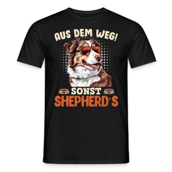 Aussie FUERA DEL CAMINO, DE LO CONTRARIO, PASTORES AUSTRALIANOS - Camiseta hombre - negro - delante - AI Model Male 178 light (178cm)