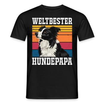 Border Collie WELTBESTER HUNDPAPA Border Collie - Männer T-Shirt - Schwarz - Vorne - AI Model Male 178 light (178cm)
