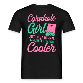 Joueur de sac de haricots de l’équipe Cornhole - T-shirt homme - noir - Devant - AI Model Male 178 light (178cm)