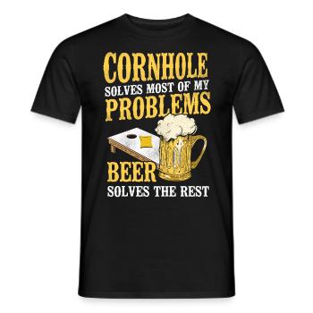 Joueur de sac de haricots de l’équipe Cornhole - T-shirt homme - noir - Devant - AI Model Male 178 light (178cm)