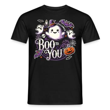 Cheerful spirit with saying "Boo to You" - Men's T-Shirt - black - Front - AI Model Male 178 light (178cm)