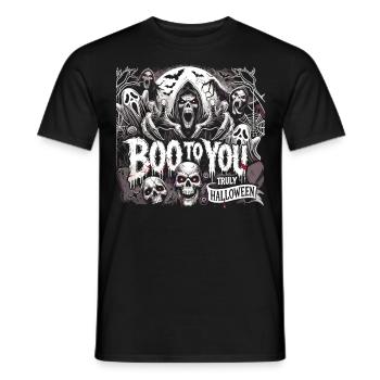 Spooky ghost with "Boo to You" for Halloween - Men's T-Shirt - black - Front - AI Model Male 178 light (178cm)