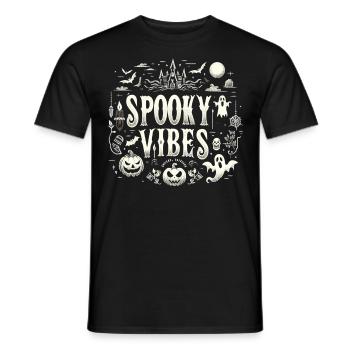 T-shirt d’Halloween « Spooky Vibes » - Noir-Blanc - T-shirt homme - noir - Devant - AI Model Male 178 light (178cm)